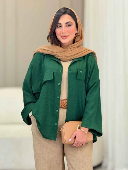 مانتو سر جیب نما آستین پاکتی