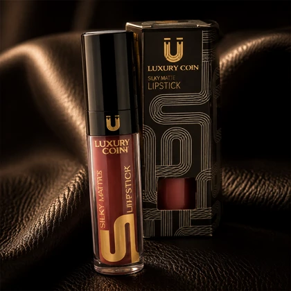 رژ لب مایع مات لاکچری کوین رنگ زرشکی کالباسی Silky Matte Lipstick