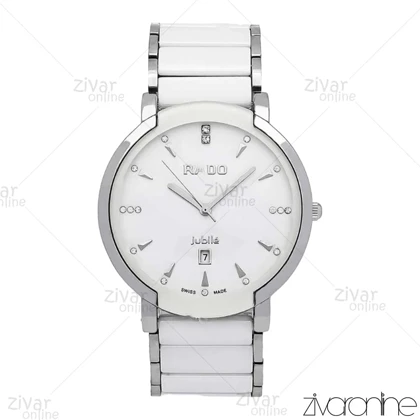 ساعت رادو مردانه سرامیکی نقره ای سفید ایندکس نگین‌دار 106342