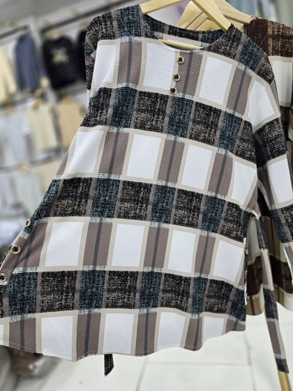 تونیک مانتویی چهارخانه