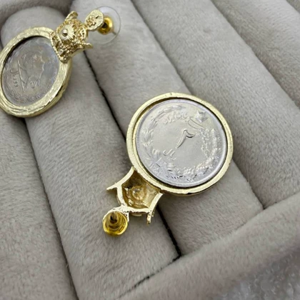 گوشواره طرح سکه 2ریالی قدیمی