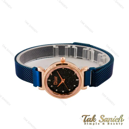 ساعت دیور زنانه بند حصیری سورمه ای رزگلد Dior-4462-L