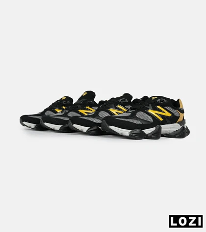 کفش کتانی مردانه مشکی طوسی زرد NEW BALANCE 9060