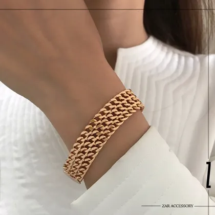 دستبند کارتیه پهن سه لاین