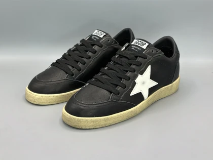 کتانی گلدن گوس بال استار چرم مشکی سفید مشکی/Golden Goose Ball star
