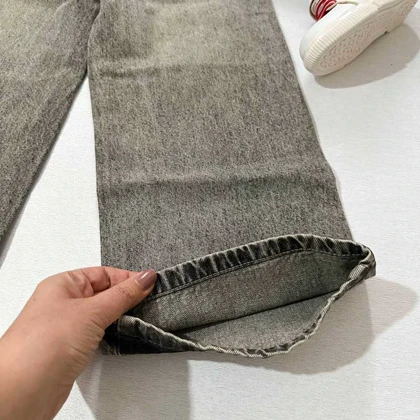 شلوار جین کمرکش زغالی مشکی دخترانه اورجینال