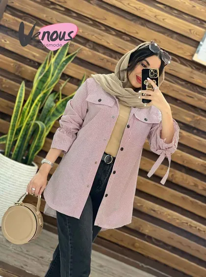 مانتو راه راه آستین کش