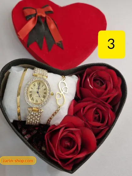 باکس هدیه زنانه ساعت و نیمست نگینی