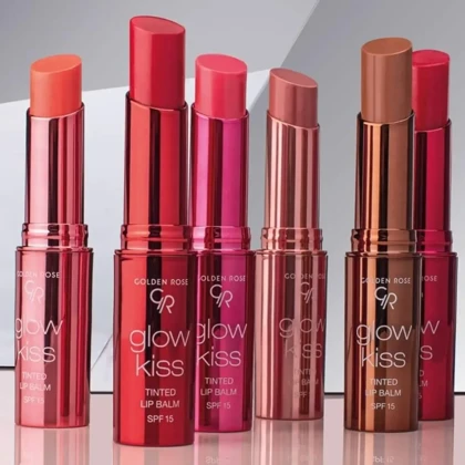 بالم لب جامد گلدن رز مدل Glow Kiss Tinted رنگ Peach Shake شماره 04