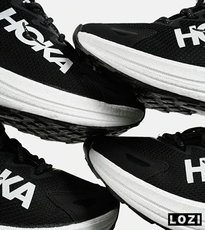 کفش کتانی طوسی مشکی سفید HOKA