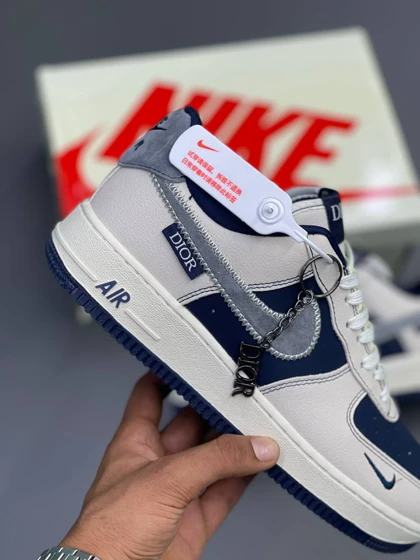 کتانی نایک ایر فورس وان دیور سورمه ای Nike Air Force 1 Dior Navy