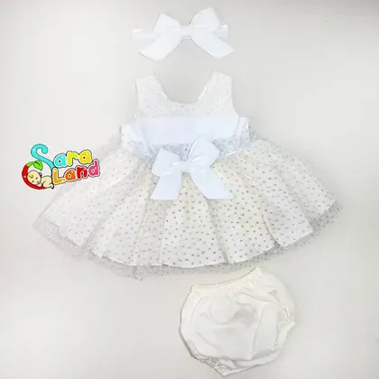 ست شومیز تور دار و شورت نوزاد کرم