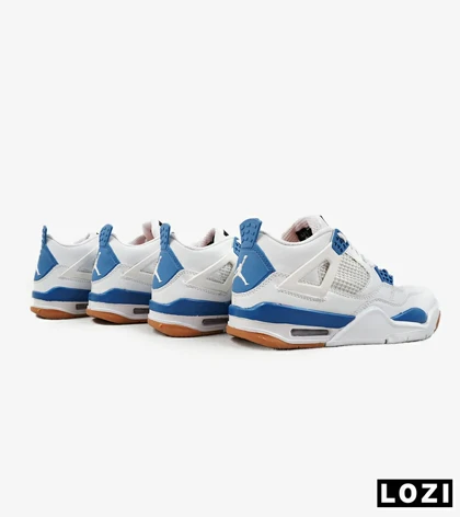 کفش کتانی ساق‌دار مردانه سفید آبی Nike air jordan 4