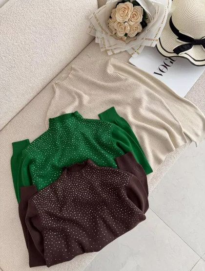 بلوز بافت نگین‌دار3478