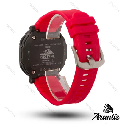 ساعت کاسیو پروترک protrek قرمز مشکی بند رابر مدل m-10261