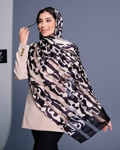 شال ابریشم میله ای 20264 BURBERRY