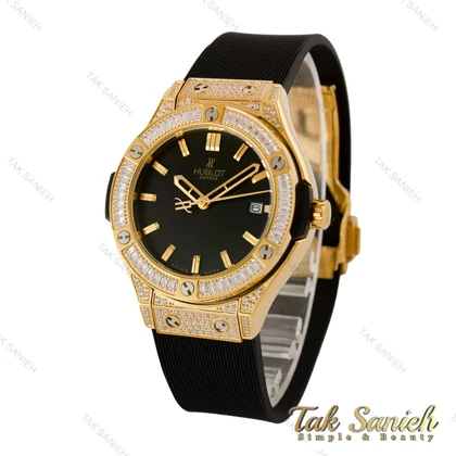 ساعت هابلوت زنانه فول نگین طلایی مشکی Hublot-5129-L