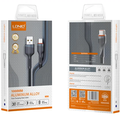 کابل تایپ سی الدنیو LDNIO مدل LS641 توان 30 وات 1 متر
