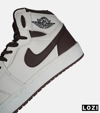 کفش کتانی ساق‌دار مردانه و زنانه کرم قهوه ای NIKE jordan 1 مدل 8781
