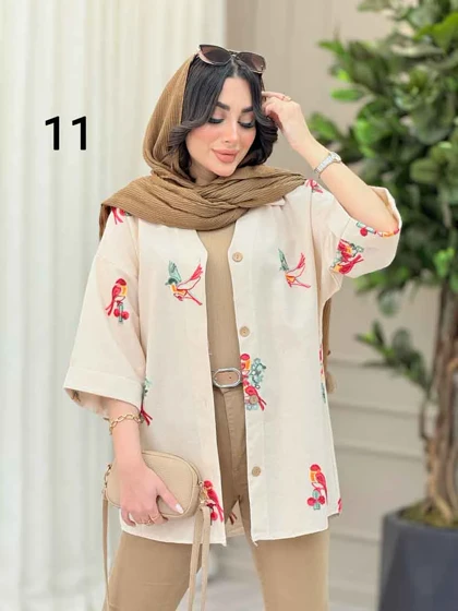 شومیز نچرال طرح دار