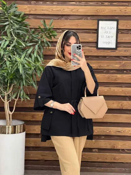 مانتو دکمه مخفی بغل جیب