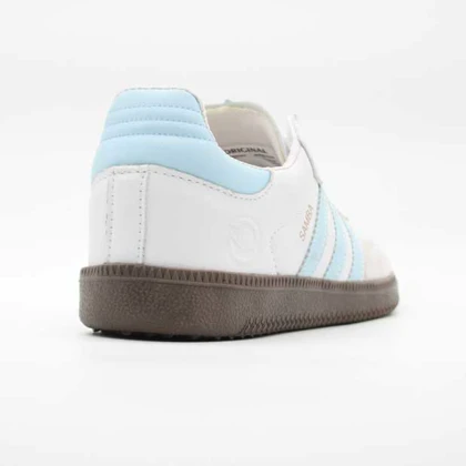 کتانی سامبا سفید آبی کد 6522