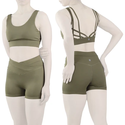 ست نیم‌تنه و کشاله بند ورزشی زنانه لولولمون مدل 5665 زیتونی