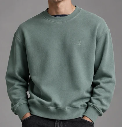 دورس لش یقه گرد گلدوزی سبز سیج گرین Sage Green پارچه دورس سه نخ با کیفیت / اورجینال دیلم