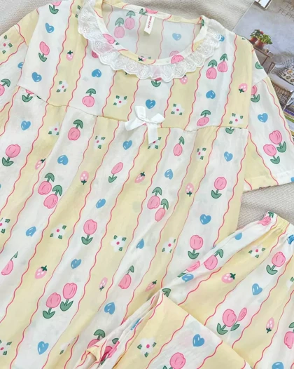 ست تیشرت و شلوار موسلین کد 5544