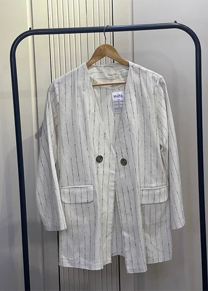 کت لینن ساده و راه راه