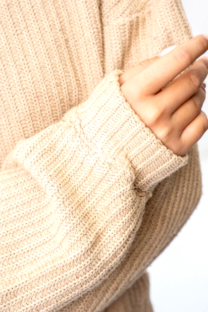 تیشرت آستین بلند بافت یقه هفت زنانه