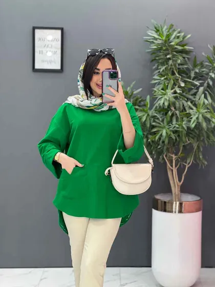 مانتو جلو بسته جیب برش‌دار