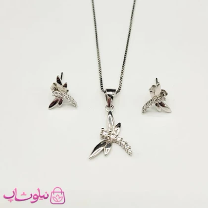 نیم ست زنانه نقره ظریف وارداتی عیار 925 مدل سنجاقک وزن 3/440 گرم کد 3884