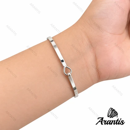 دستبند نقره ای استیل love مدل u-10833