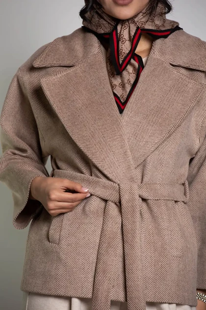 پالتو کت جناقی کمربند دار