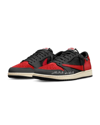 کتانی ویتنامی نایکی ایر جردن وان تراویس اسکات مشکی قرمز Nike Air Jordan 1 Low OG Travis Scott black red