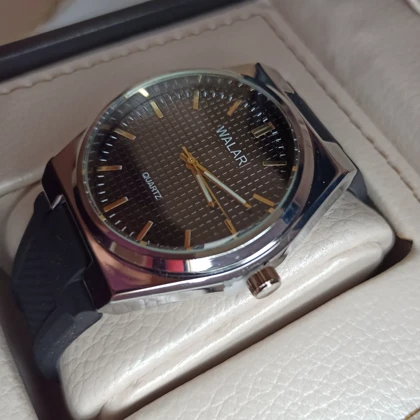 ساعت مچی مردانه والار طرح تیسوت صفحه مشکی قاب سیلور