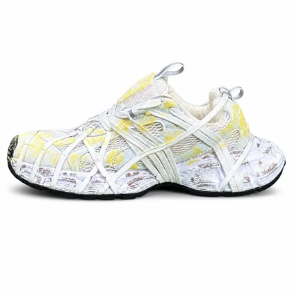 کفش کتانی مردانه مدل بالنسیاگا اسپایدر کاستوم سفید زرد BALENCIAGA SPIDE