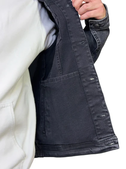 کت جین مردانه گرم بالا کاپشن رنگ ذغالی کد 0345