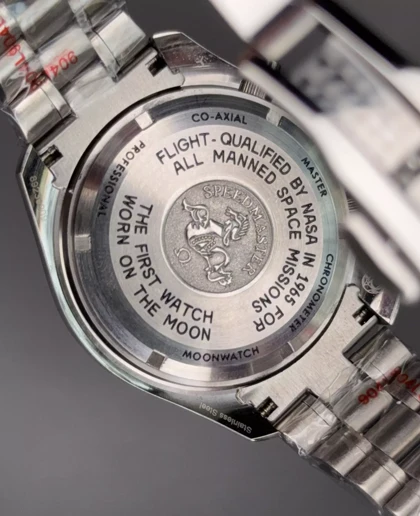 ساعت مچی امگا اسپیدمستر بند سیلور صفحه مشکی Omega Speadmaster SuperRacing