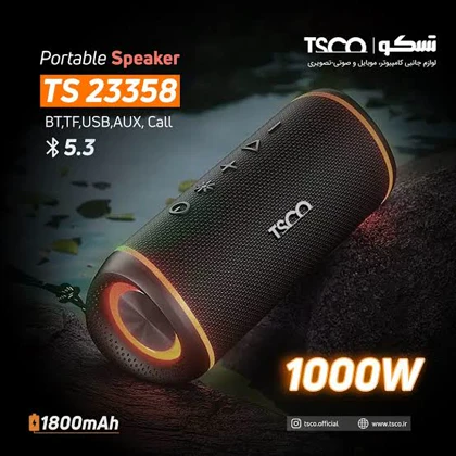 اسپیکر بلوتوثی تسکو TS 23358 با توان 16 وات و نورپردازی RGB