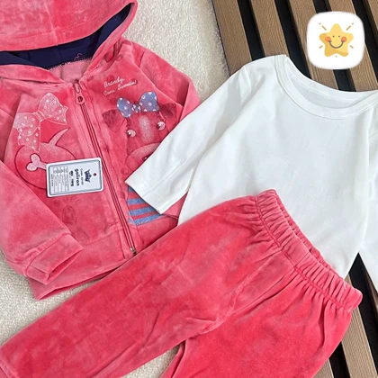 ست 3تکه نوزادی دخترانه سویشرت شلوار بادی مخمل درجه یک و لطیف