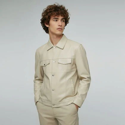 کاپشن چرم یقه دار (2687) B.SGEDIAO