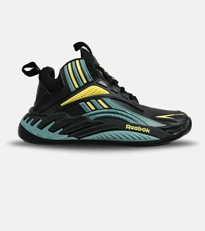 کفش کتانی ساق‌دار مشکی فیلی زرد Reebok Shaq Attaq
