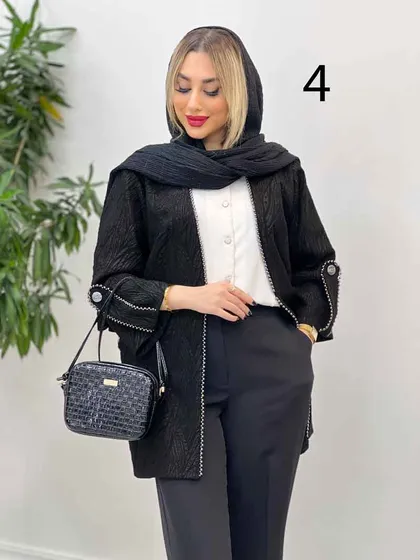 مانتو فکورا مروارید دوزی