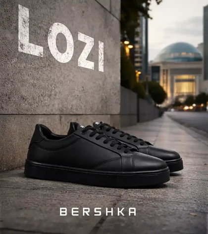 کفش کتانی کژوال مردانه و زنانه مشکی BERSHKA مدل 7764