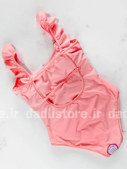 مایو یک تکه کاپ‌دار گلبهی بند پلیسه