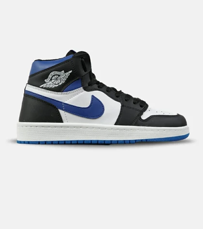 کفش کتانی ساق‌دار مردانه و زنانه مشکی سفید آبی NIKE jordan 1 مدل 7695