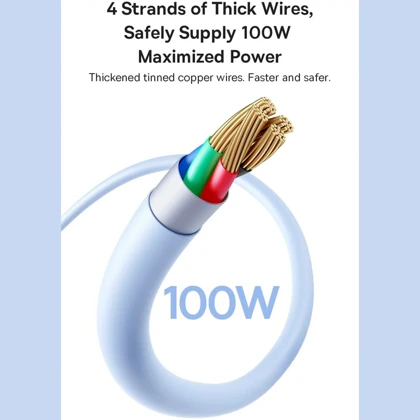 کابل سوپر فست شارژ USB به Type-c دو متری 100 وات بیسوس P10377703113-00 / P10377703213-00 / CB000113