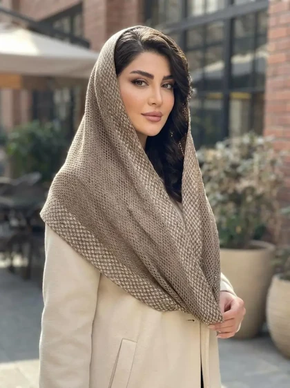 شال بافت زنانه رینگی حاشیه‌دار | ترند زمستانی شالی‌بگ